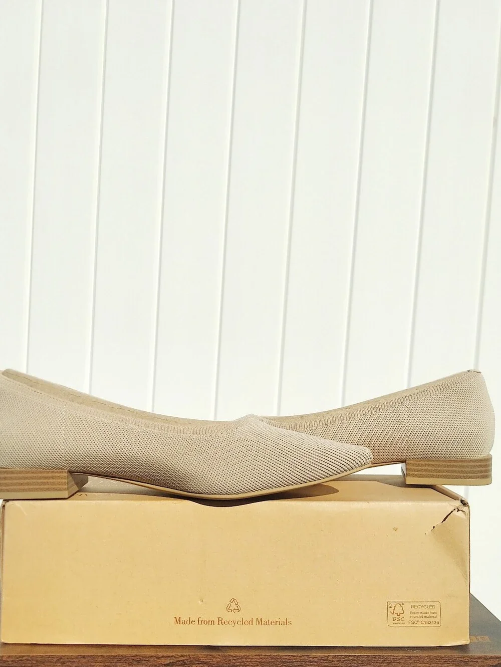 Vivaia Minnie Pro Almond Beige Knit Ballet Flat Womens Size 10 NWT Athleisure